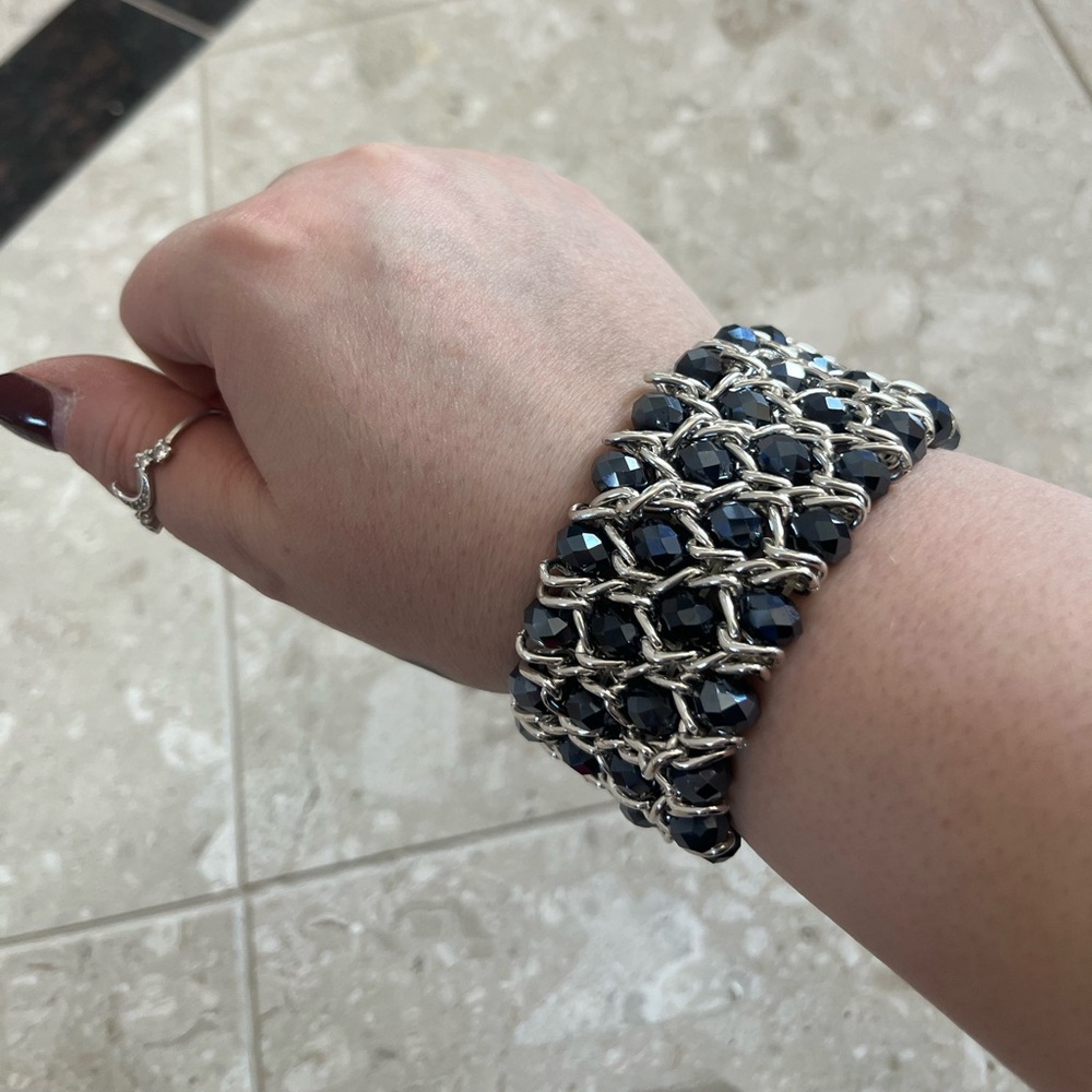 Park Lane Silver and Dark Beaded Bracelet